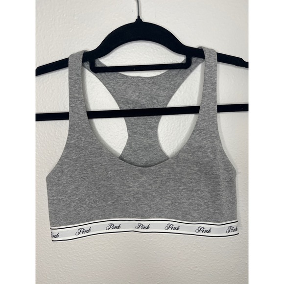 PINK Victoria's Secret Other - Pink Victoria's Secret Racerback Sports Bra Unlined Gray Size Small